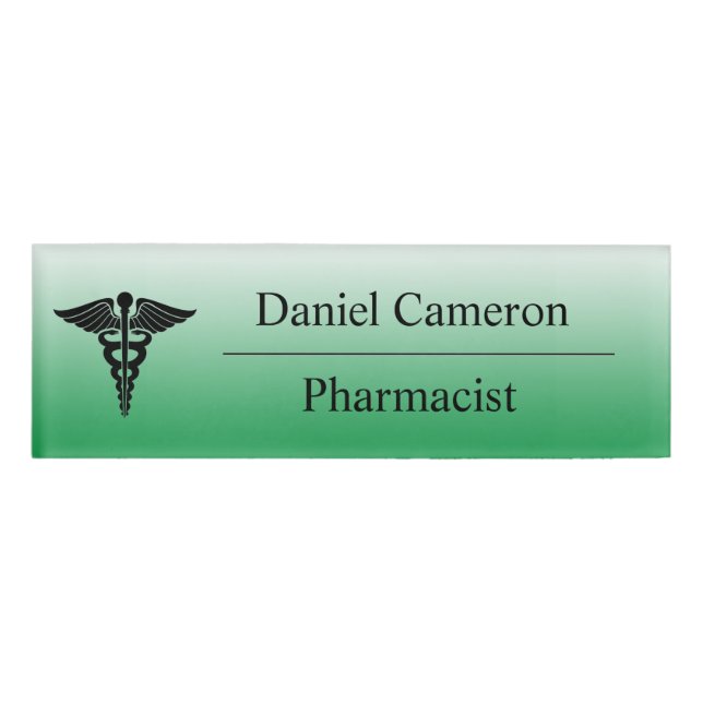 Badge D'identification Balise de nom du pharmacien vert personnalisé (Devant)