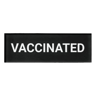Badge D'identification Balise de nom personnalisable en noir blanc vaccin