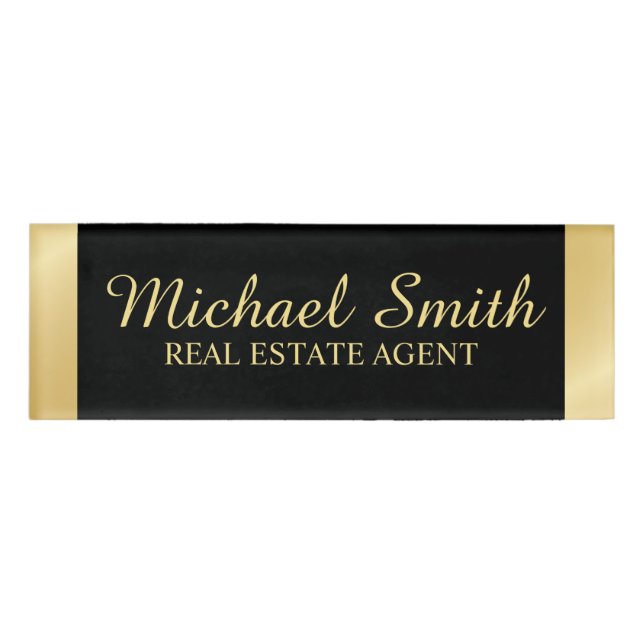 Badge D'identification Balise de nom professionnel Black and Gold (Devant)