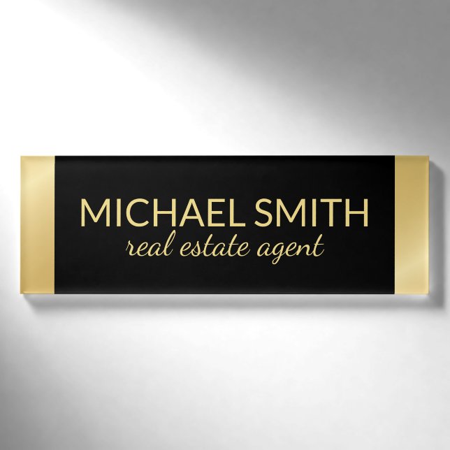 Badge D'identification Balise de nom professionnel Black and Gold (Devant)