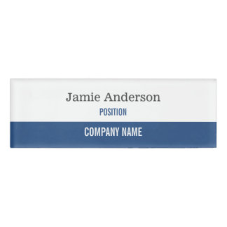Badge D'identification Balise de nom professionnel bleu blanc et gris