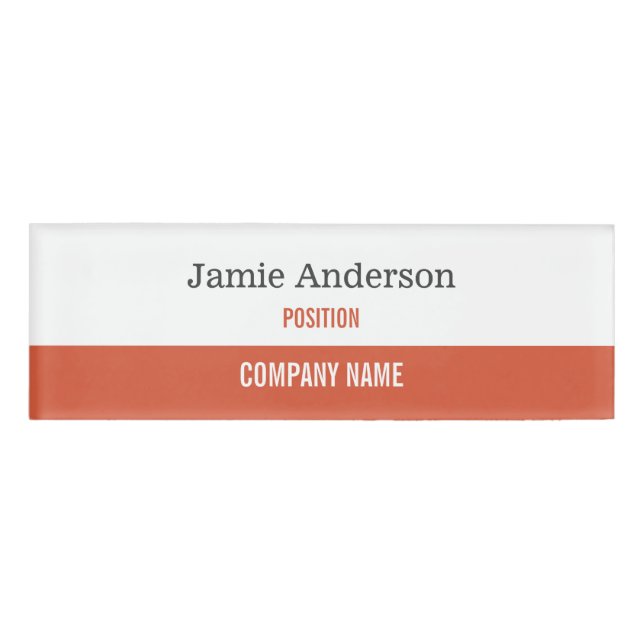 Badge D'identification Balise de nom professionnel orange et gris (Devant)