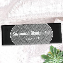 Badge D'identification Balise Faux Metal Diamond Plaque Black Borders Nom