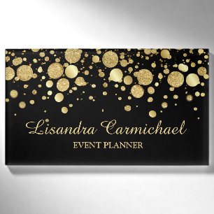 Badge D'identification Balise Gold Foil Confetti sur le nom noir