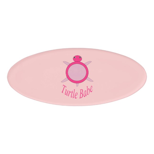 Badge D'identification |Balise Nom de la petite tortue rose (Devant)
