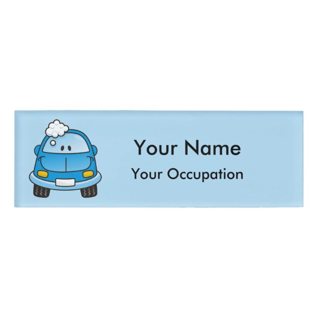 Badge D'identification Balise Nom de la voiture bleue avec bulles (Devant)