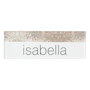 Badge D'identification Balise Nom de l'employé Spa du salon blanc Séquins