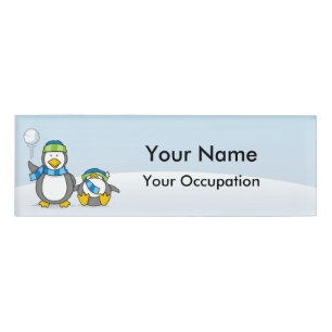 Badge D'identification Balise Nom des pingouins à neige