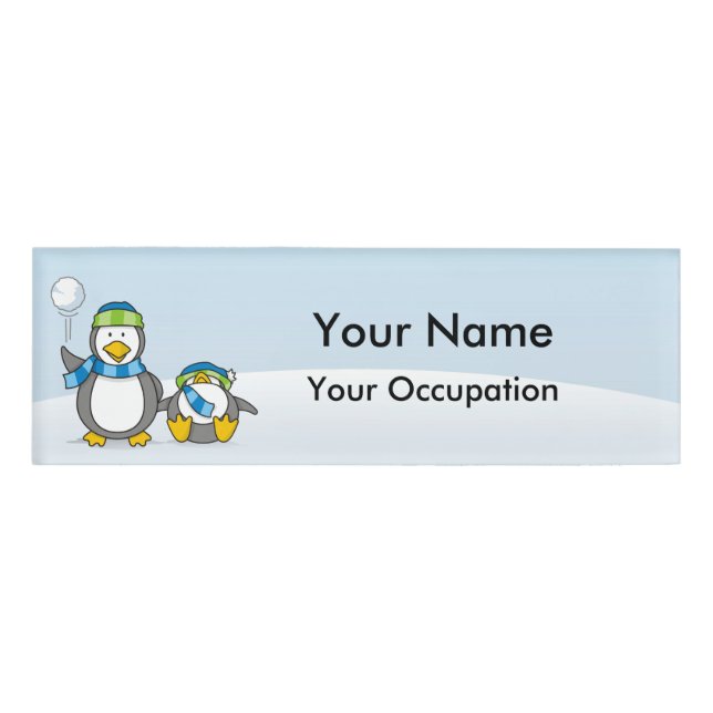 Badge D'identification Balise Nom des pingouins à neige (Devant)