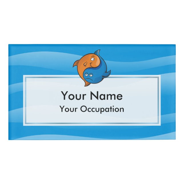 Badge D'identification Balise Nom du dessin de poisson Yin Yang (Devant)
