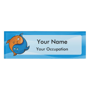 Badge D'identification Balise Nom du dessin de poisson Yin Yang