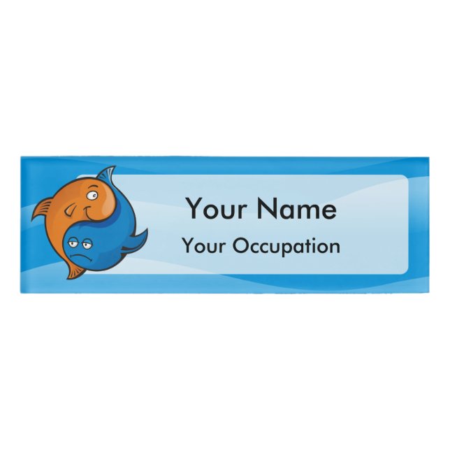 Badge D'identification Balise Nom du dessin de poisson Yin Yang (Devant)