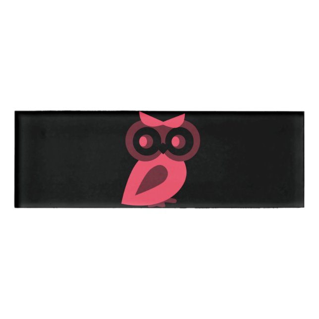 Badge D'identification Balise Nom du hibou rose (Devant)