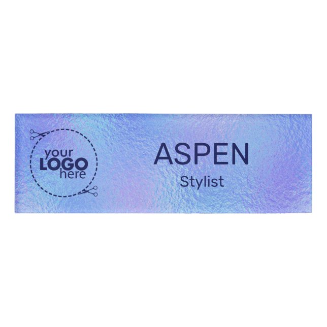 Badge D'identification Balise Nom du logo Faux Iridescente Foil (Devant)