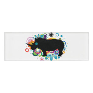 Badge D'identification Balise Nom du rhinocéros Abstrait