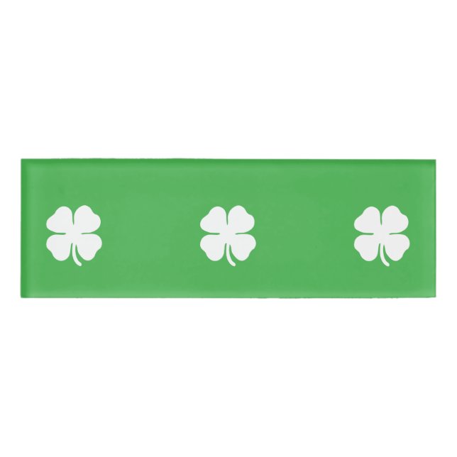 Badge D'identification Balise Nom feuille de trèfle blanc (Devant)