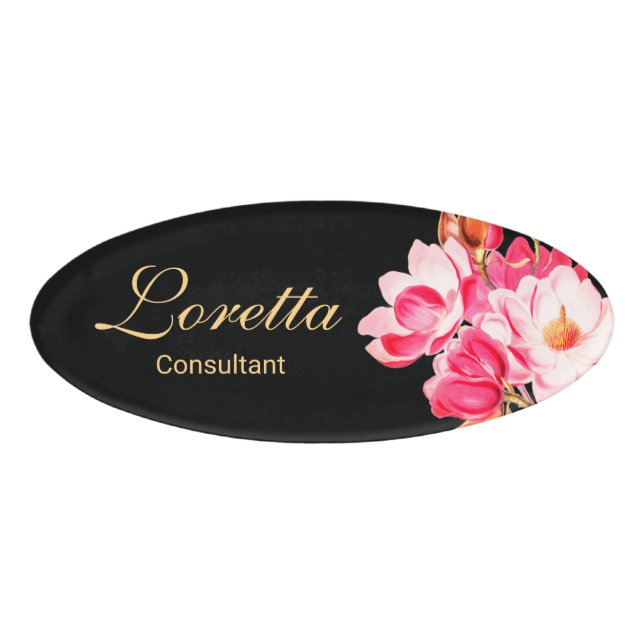 Badge D'identification Balise Nom floral rose Magnolias (Devant)