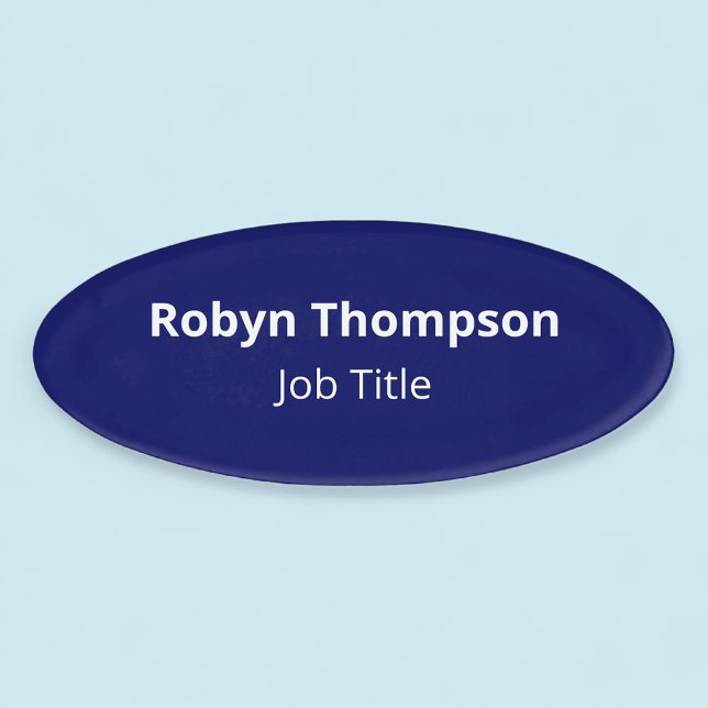 Badge D'identification Balise Nom ovale acrylique bleu Magnétique Profess (MISOOK Navy Blue Oval Name Tag Magnetic)