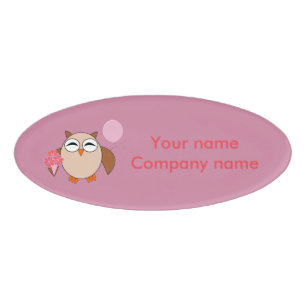 Badge D'identification Balise Nom personnalisé du hibou d'anniversaire