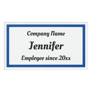 Badge D'identification Balises de nom commercial avec rectangle bleu