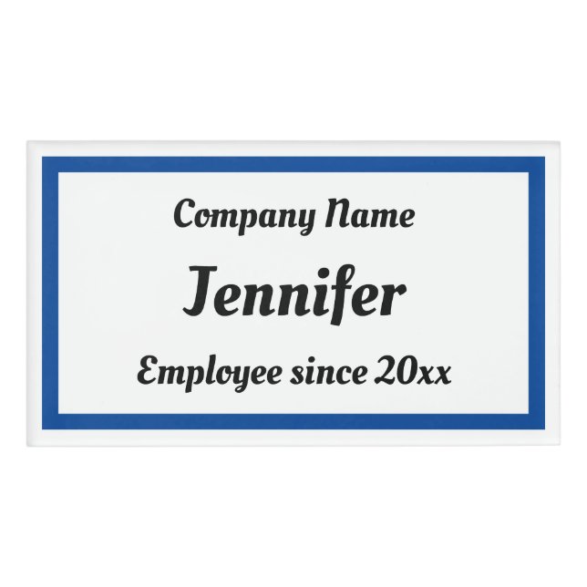 Badge D'identification Balises de nom commercial avec rectangle bleu (Devant)