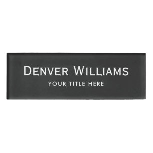 Badge D'identification Balises de nom magnétique professionnel gris foncé