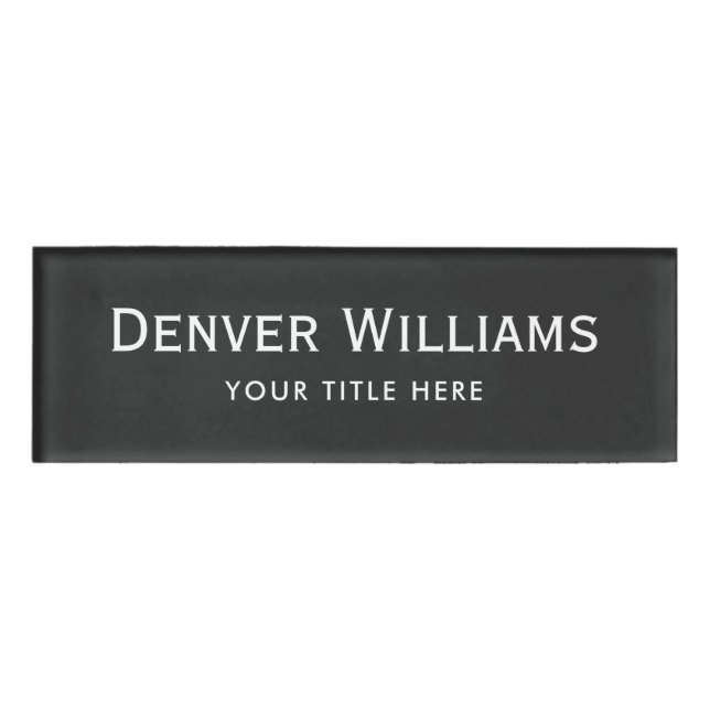 Badge D'identification Balises de nom magnétique professionnel gris foncé (Devant)