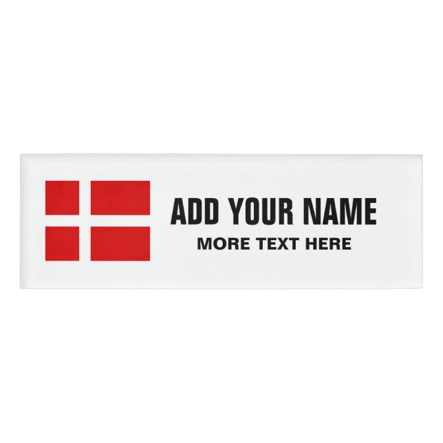 Badge D'identification Balises de nom personnalisées avec drapeau danois  (Devant)