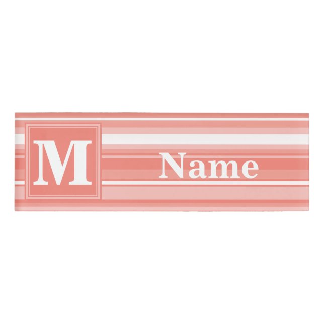 Badge D'identification Bandes de corail monogramme (Devant)