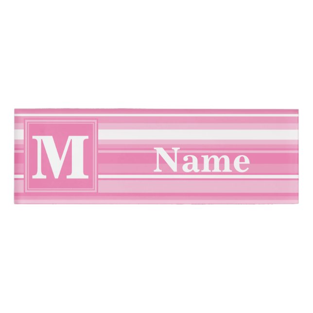Badge D'identification Bandes rose monogramme (Devant)
