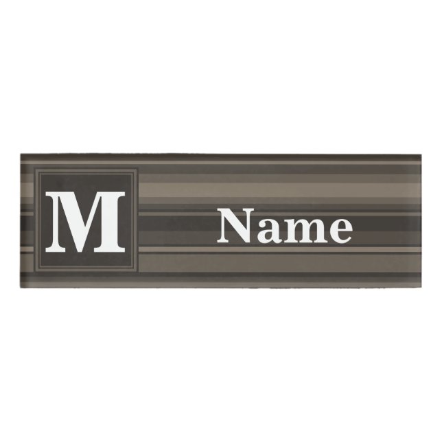 Badge D'identification Bandes taupe monogramme (Devant)