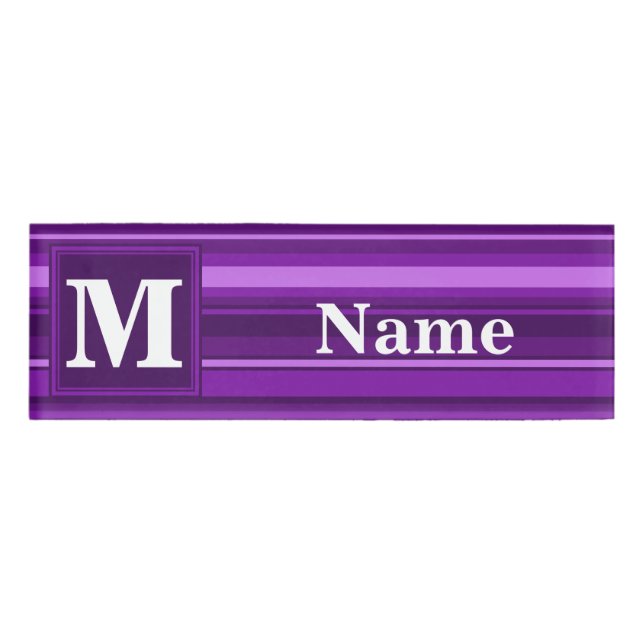 Badge D'identification Bandes violettes monogrammes (Devant)
