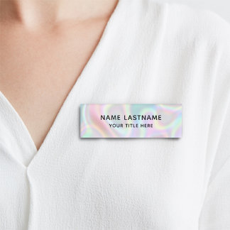 Badge D'identification Base simple Faux Holographique Titre moderne