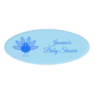 Badge D'identification Bébé bleu mignon garçon Thanksgiving Turquie Baby
