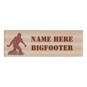 Badge D'identification Bigfoot Walking Sasquatch Crypto Drôle Nom Ici