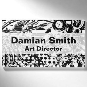 Badge D'identification Black and White Geometric Art 20