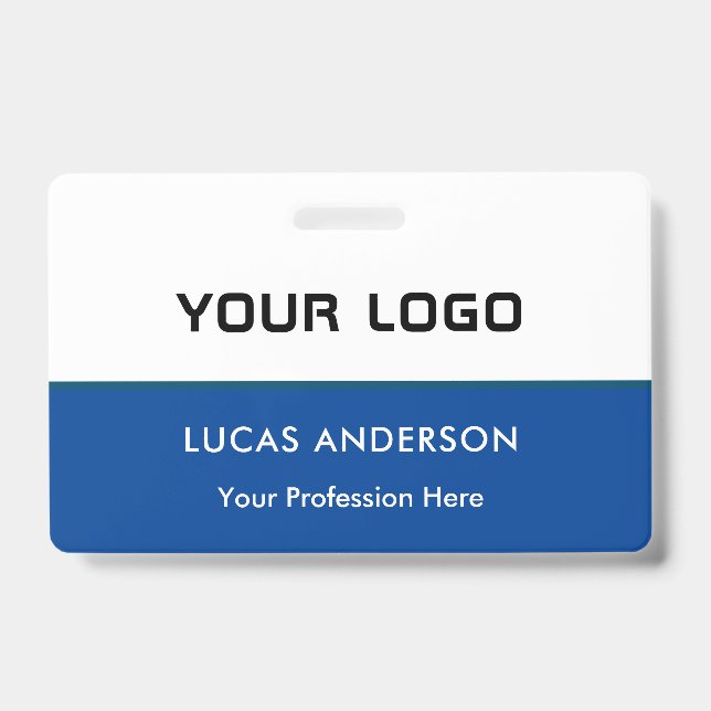 Badge d'identification blanc avec nom et titre d'e (Avant)