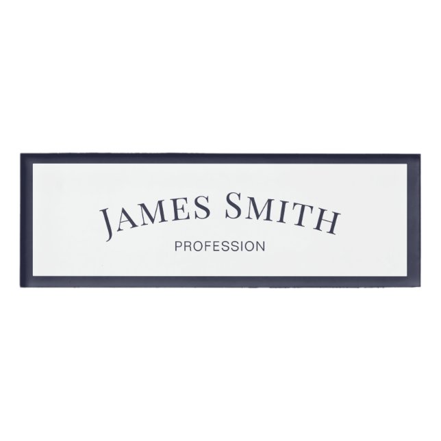 Badge D'identification Blanc Chic Indigo Bleu Foncé Tendance Structurelle (Devant)