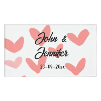 Badge D'identification blanc simple style de texte mariage rouge coeur