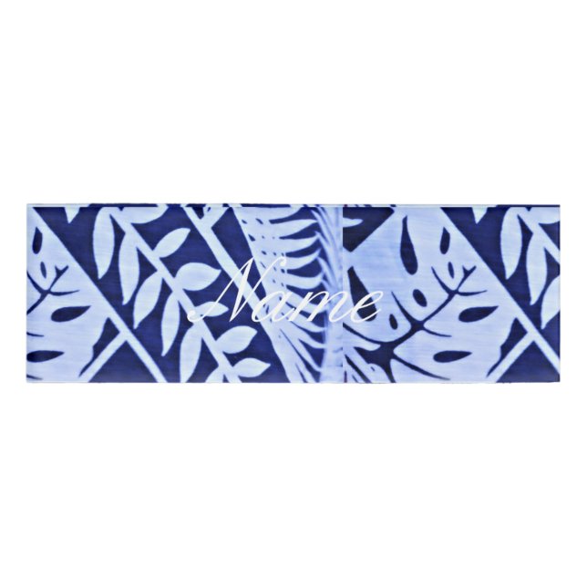 Badge D'identification Bleu blanc Feuille Motif Thunder_Cove (Devant)