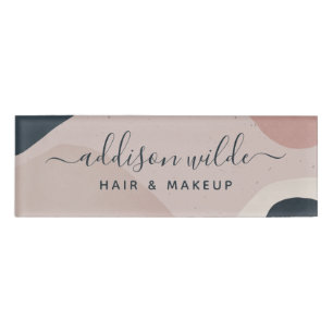 Badge D'identification Bleu bleu marine Formes Abstraites moderne Neutre