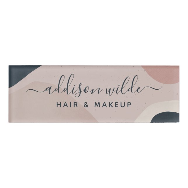 Badge D'identification Bleu bleu marine Formes Abstraites moderne Neutre (Devant)