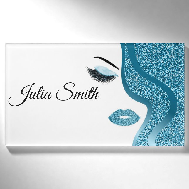 Badge D'identification Bleu clair moderne avec effet Parties scintillant (Devant)