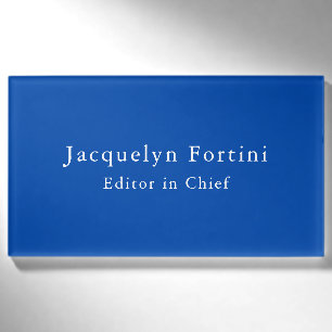 Badge D'identification Bleu cobalt uni élégant moderne minimaliste
