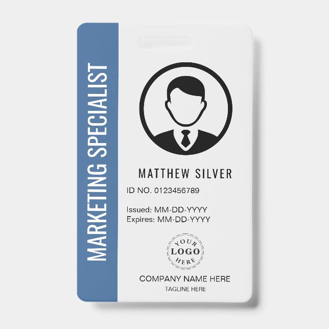 Badge d'identification bleu modéré pour l'usage pr (Avant)