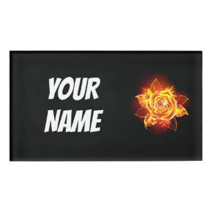 Badge D'identification Blooming Fire Rose