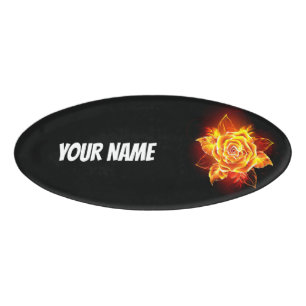 Badge D'identification Blooming Fire Rose