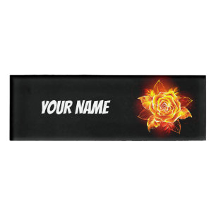 Badge D'identification Blooming Fire Rose