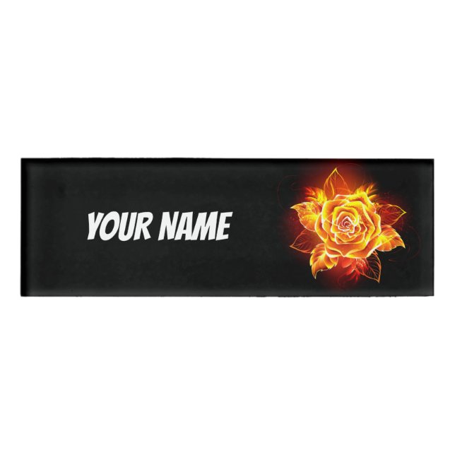 Badge D'identification Blooming Fire Rose (Devant)