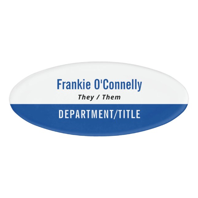 Badge D'identification Blue Clean Personal Pronounounounounours Employé (Devant)